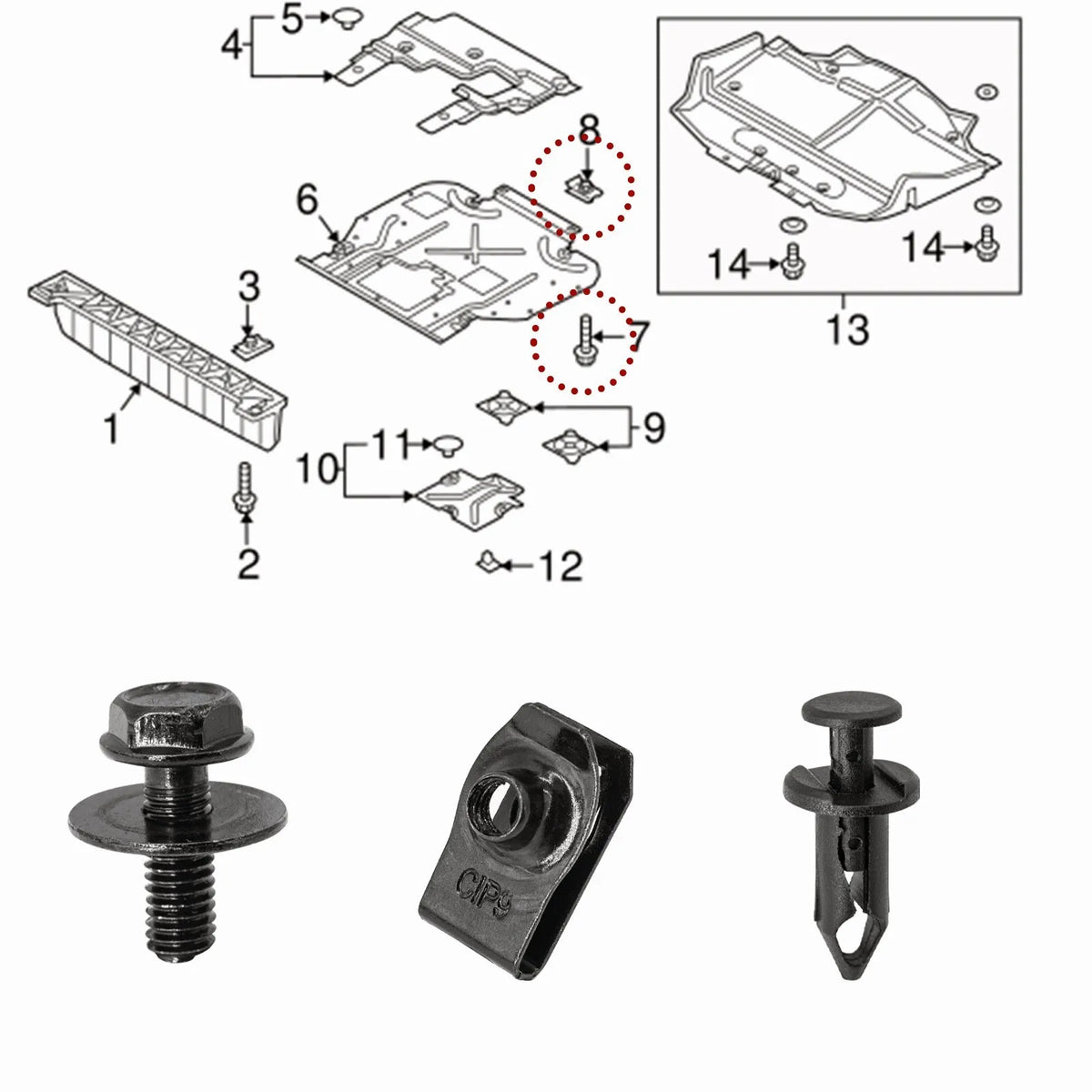 Auto Carrosserie Bouten & U-moer Clips M6 Motorkap Auto Carrosserie Bouten & U-moer Clips M6 Motorkap