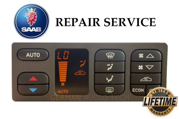REPAIR SERVICE for SAAB 93 (ACC) CLIMATE CONTROLLER PIXEL DISPLAY 1998-2003