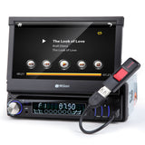 7" 1DIN In Dash Digital Touch Screen Detachable Front Panel Motorized DVD Player