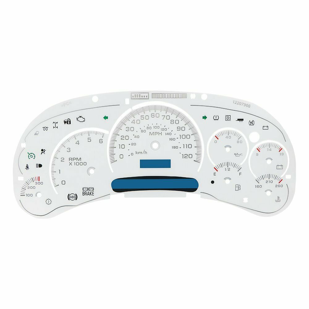 LED Compatible Gauge Faces White LED Gauge Face Overlay For 2003-2005 GM Trucks & SUVs - Add Trans Temp Gauge! GM Truck Gauge Face Replacement