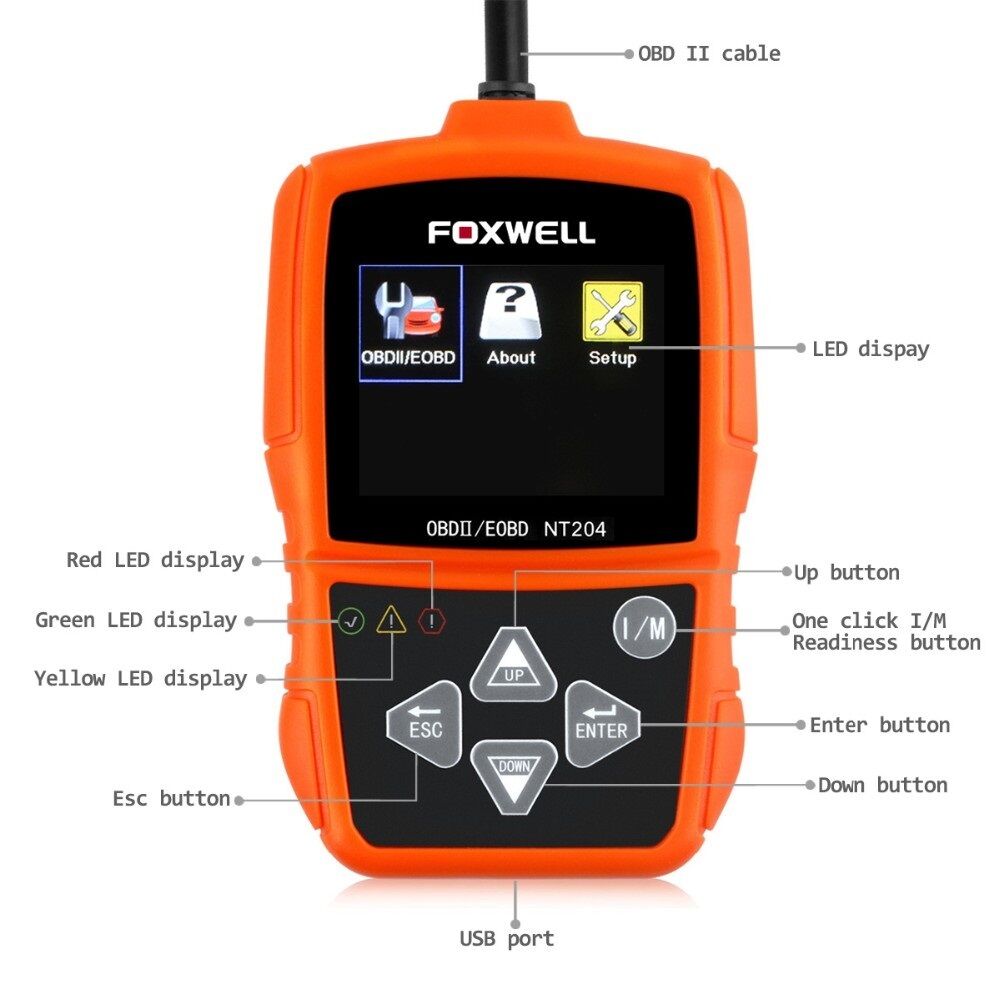 Foxwell NT204 OBD2 Check Engine Light Fault Code Reader Scanner Diagno German Audio Tech