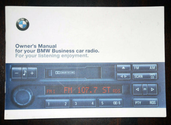 Original Owner's Manual Book for BMW C33 C43 Radio Stereo Cassette E36 Z3