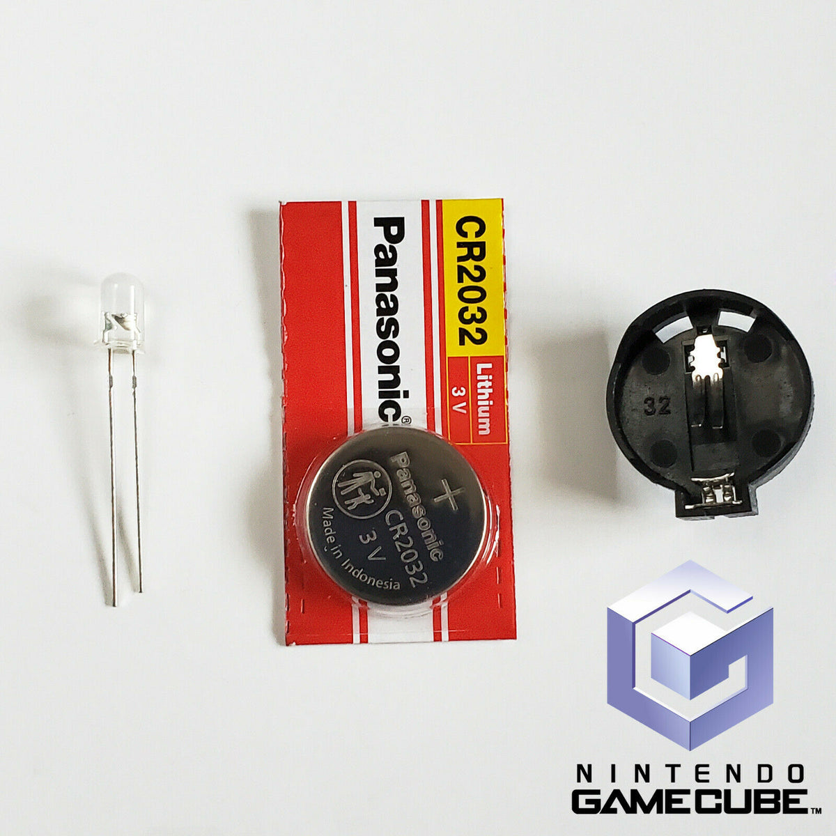 PCB Battery Holder & CR2032 Battery Clock Fix for Nintendo GameCube Co