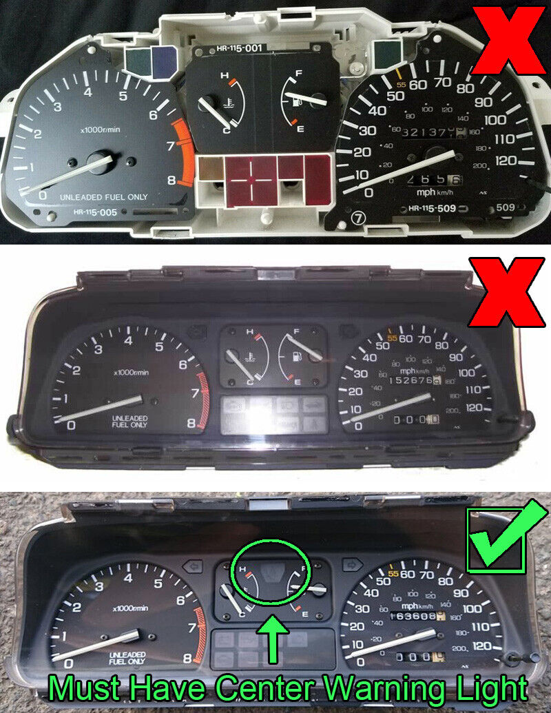 Type R Style Gauge Face Overlay 19881989 Honda CRX CRX HF with Tach