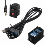 Car Dash AUX + USB Port Socket Headphone Adapter Chargeable Panel Input Kit Wired