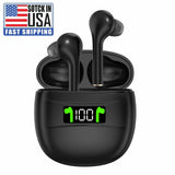 Bluetooth Earphones 5.2 Wireless Earbuds IPX7 Waterproof LED Noise Cancelation for iPhone Android