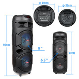 Portable Party Bluetooth PA Loudspeaker Rechargeable Dual Subwoofer With Karaoke Microphone Remote