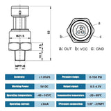 1/8"NPT Thread 5V Pressure Sender Pigtail Wire Set 150 PSI for Fuel Water Air – product image 2
