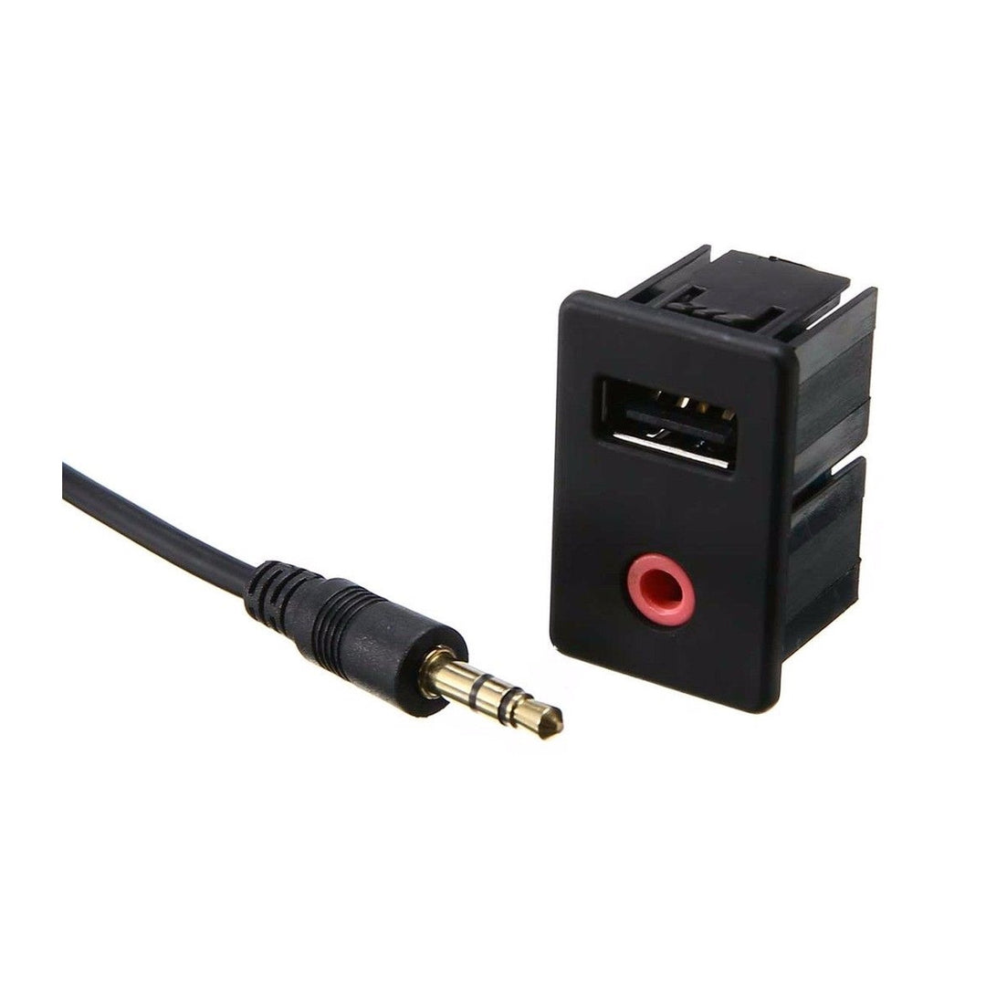 Car Dash AUX + USB Port Socket Headphone Adapter Chargeable Panel Input Kit Wired