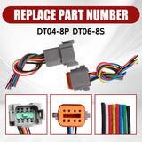 1pc 8 Pin 14 AWG Assembled Waterproof Connector 6 Inch Wire Kit – product image 3