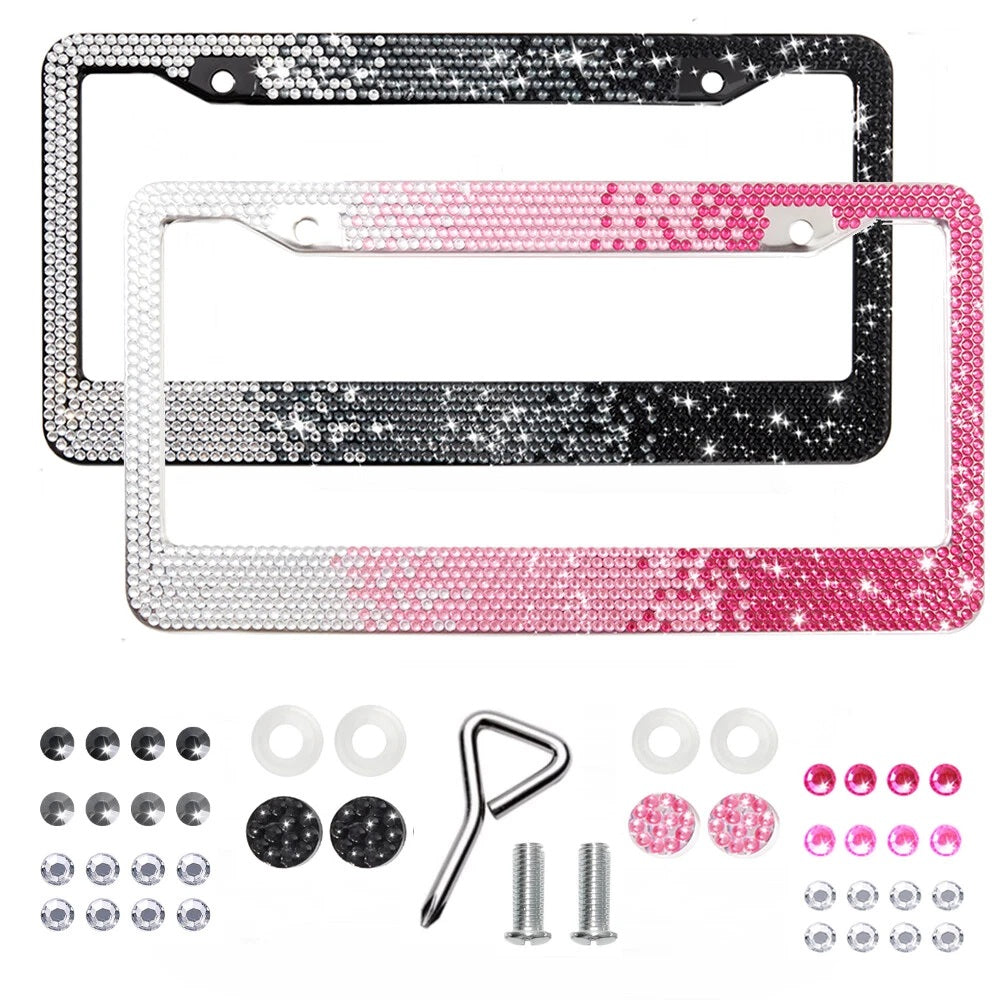 Rhinestone License Plate Frame for US Cars Trucks SUVs 12x6 Inch - view 2