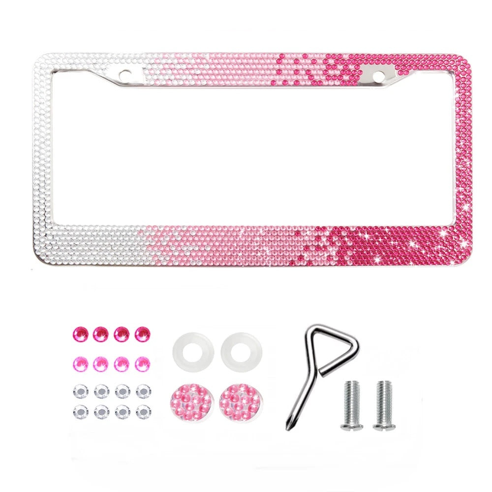 Pink Rhinestone License Plate Frame for Cadillac CT6 CTS DeVille Seville - view 1