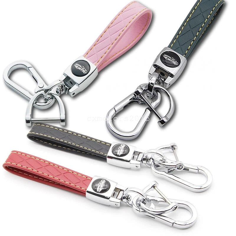 4-Pack Leather Car Keychain Straps with D-Rings and Carabiner Clips - view 1