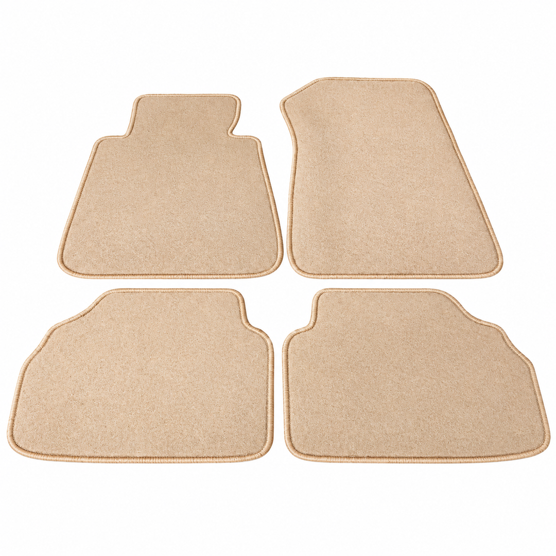 4-Piece Nylon Floor Mat Set for 2006–2011 BMW E90 3 Series – Beige on white background