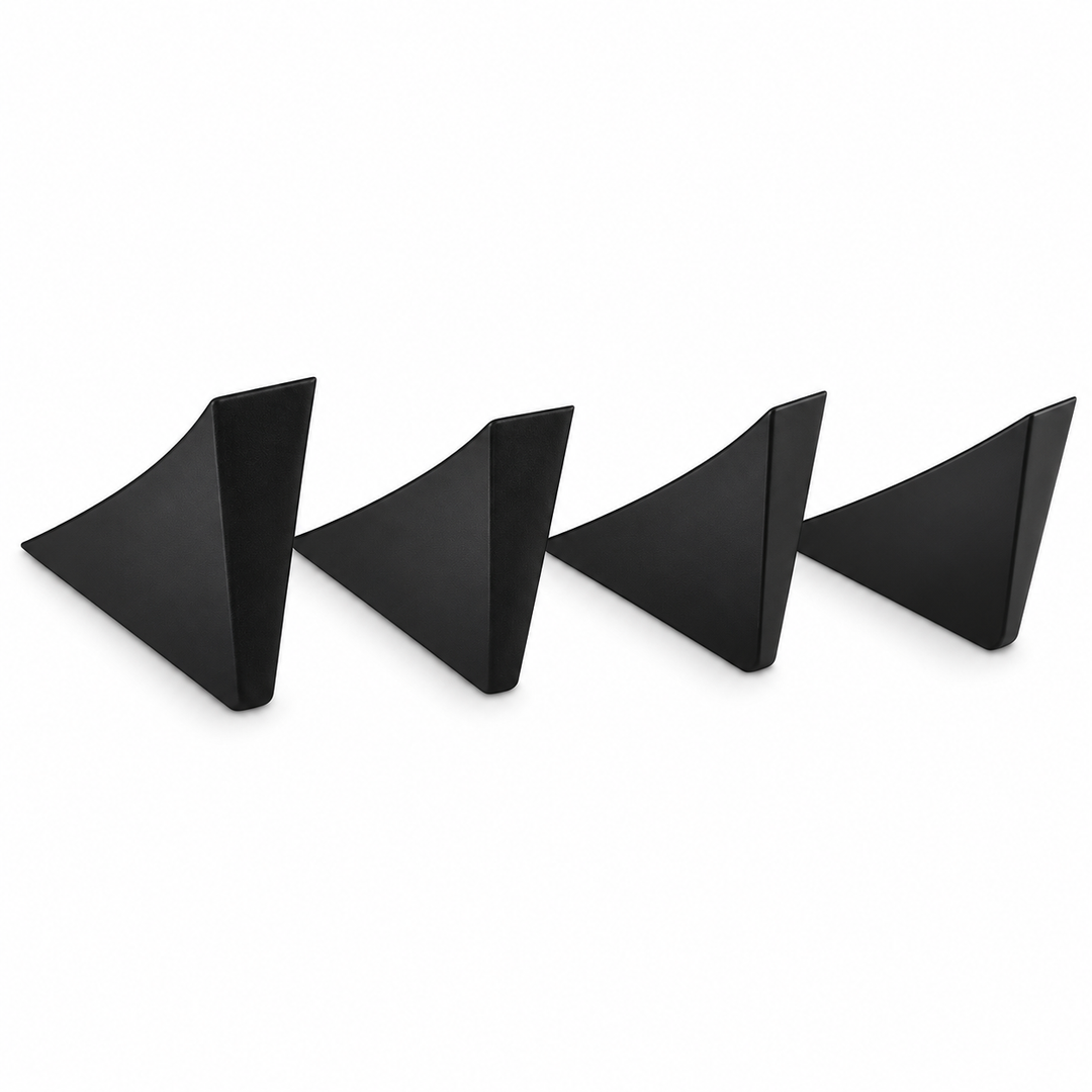 Universal 4-Piece Black ABS Rear Diffuser Fin Set on white background