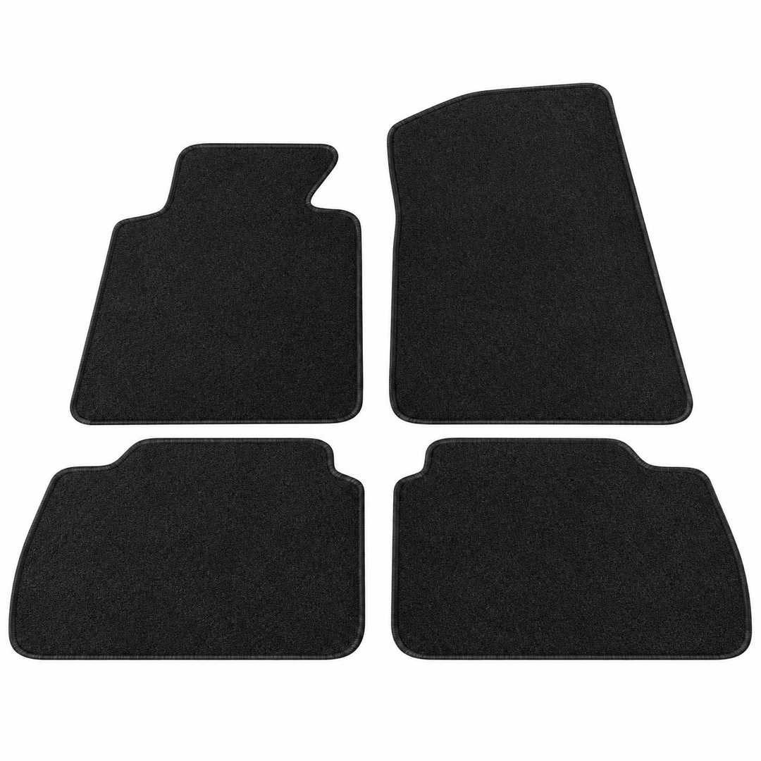 Black Nylon Floor Mat Set for BMW E46 3 Series & M3 Coupe on white background