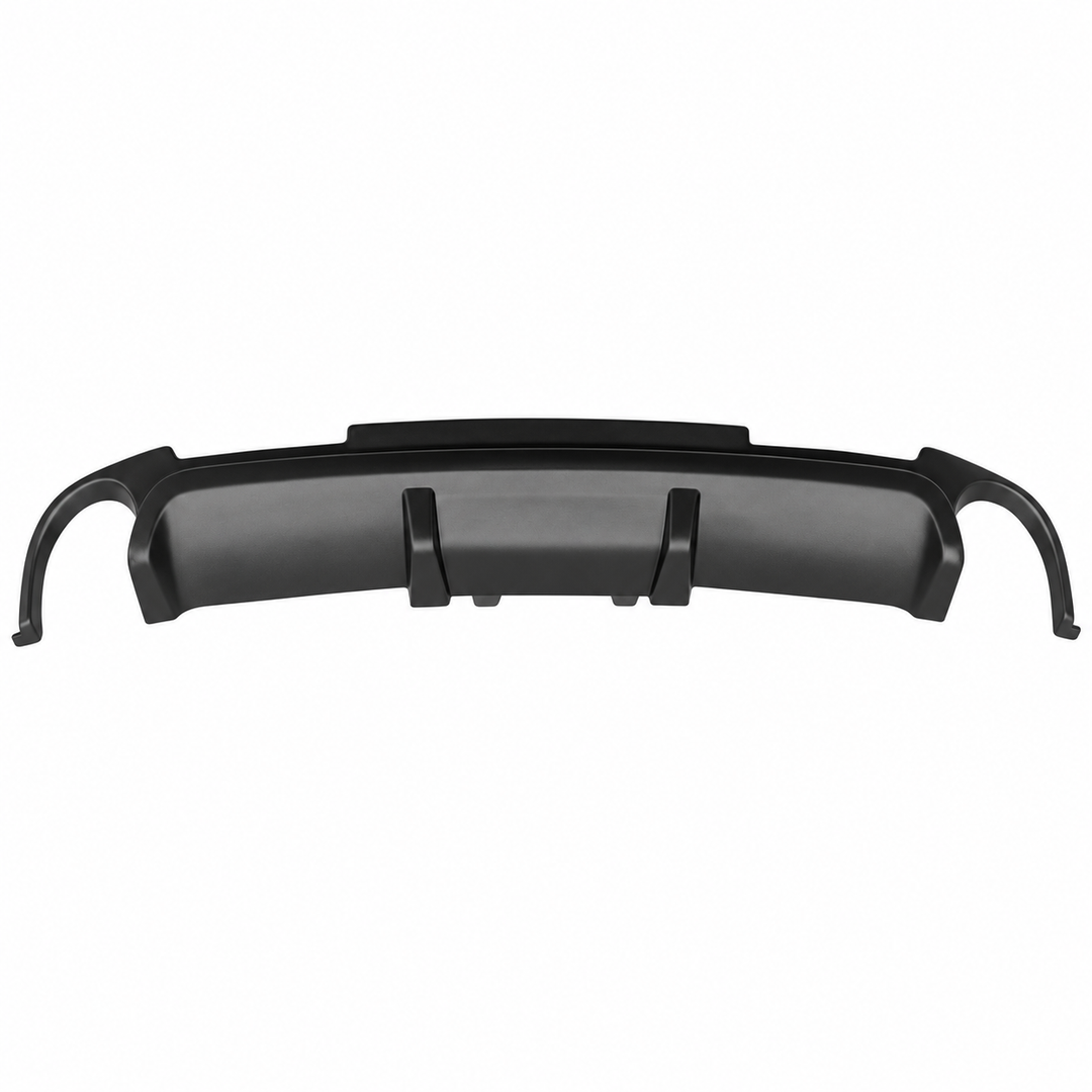 2013–2014 Ford Mustang V6 & GT Rear Bumper Diffuser — Unpainted PP on white background