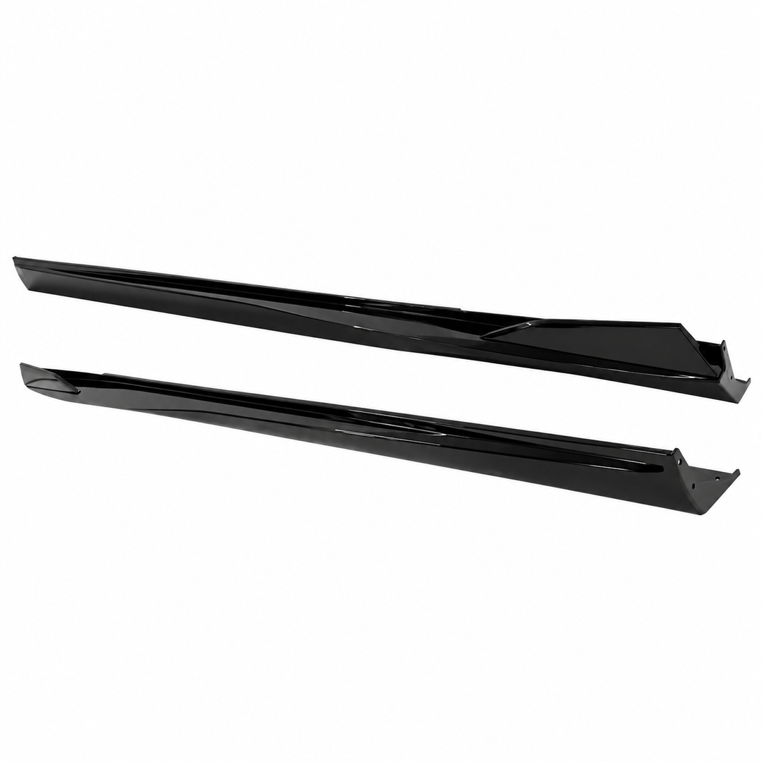 Gloss Black Side Skirt Extensions for 2010–2015 Chevrolet Camaro on white background