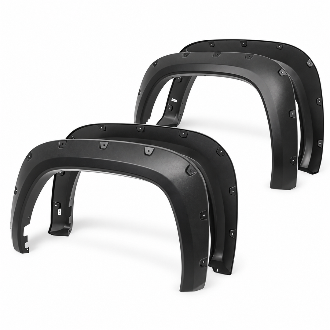 4-Piece Pocket Fender Flare Set for 2022–2026 Toyota Tundra – Smooth Black on white background