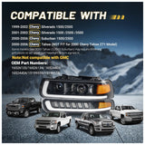 for 1999-2002 Silverado 00-06 Tahoe Black Projector Headlights+LED Bumper Lamps GM2521173 - product image 2