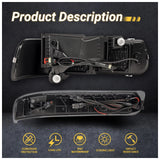 for 1999-2002 Silverado 00-06 Tahoe Black Projector Headlights+LED Bumper Lamps GM2521173 - product image 7