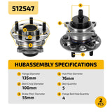 Rear Wheel Hub & Bearing Assembly for 2017-2022 Toyota Prius Prime 1.8L 2-Pack 4245076010 - product image 5