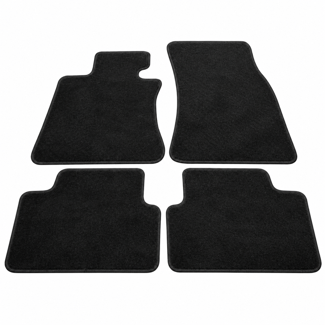 4-Piece Nylon Floor Mat Set for 2007–2010 BMW E63/E64 M6 – Black on white background