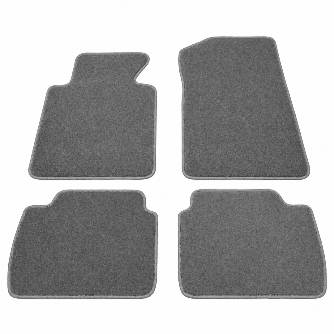 4-Piece Nylon Floor Mat Set for BMW E46 3 Series & M3 Coupe – Gray on white background
