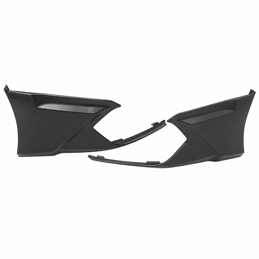 2016–2021 Honda Civic Sedan Rear Underbody Splitters — Black PP on white background
