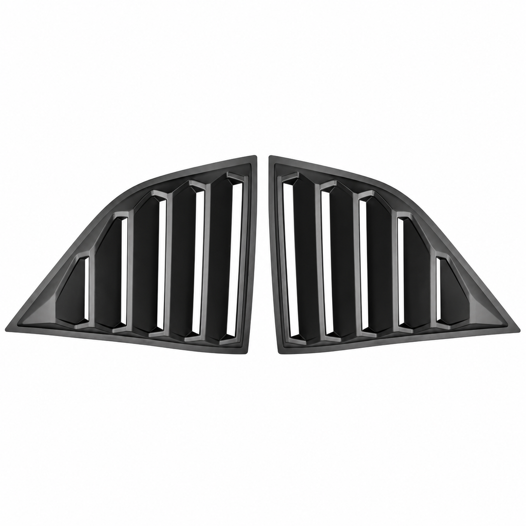 Matte Black Side Window Louvers for 2008–2023 Dodge Challenger — Pair on white background