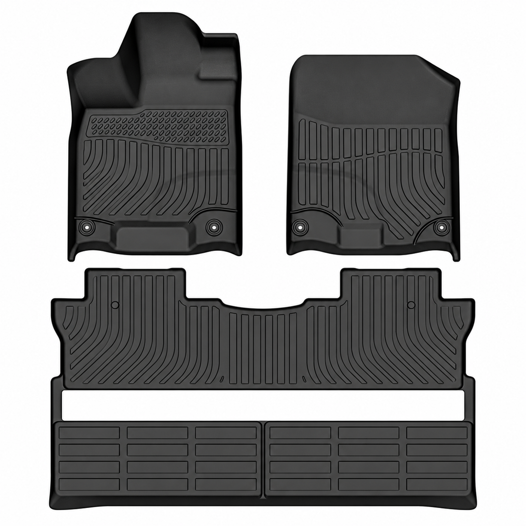 Black TPE Floor Liners for 2017–2026 Honda Ridgeline — 3 Pieces on white background