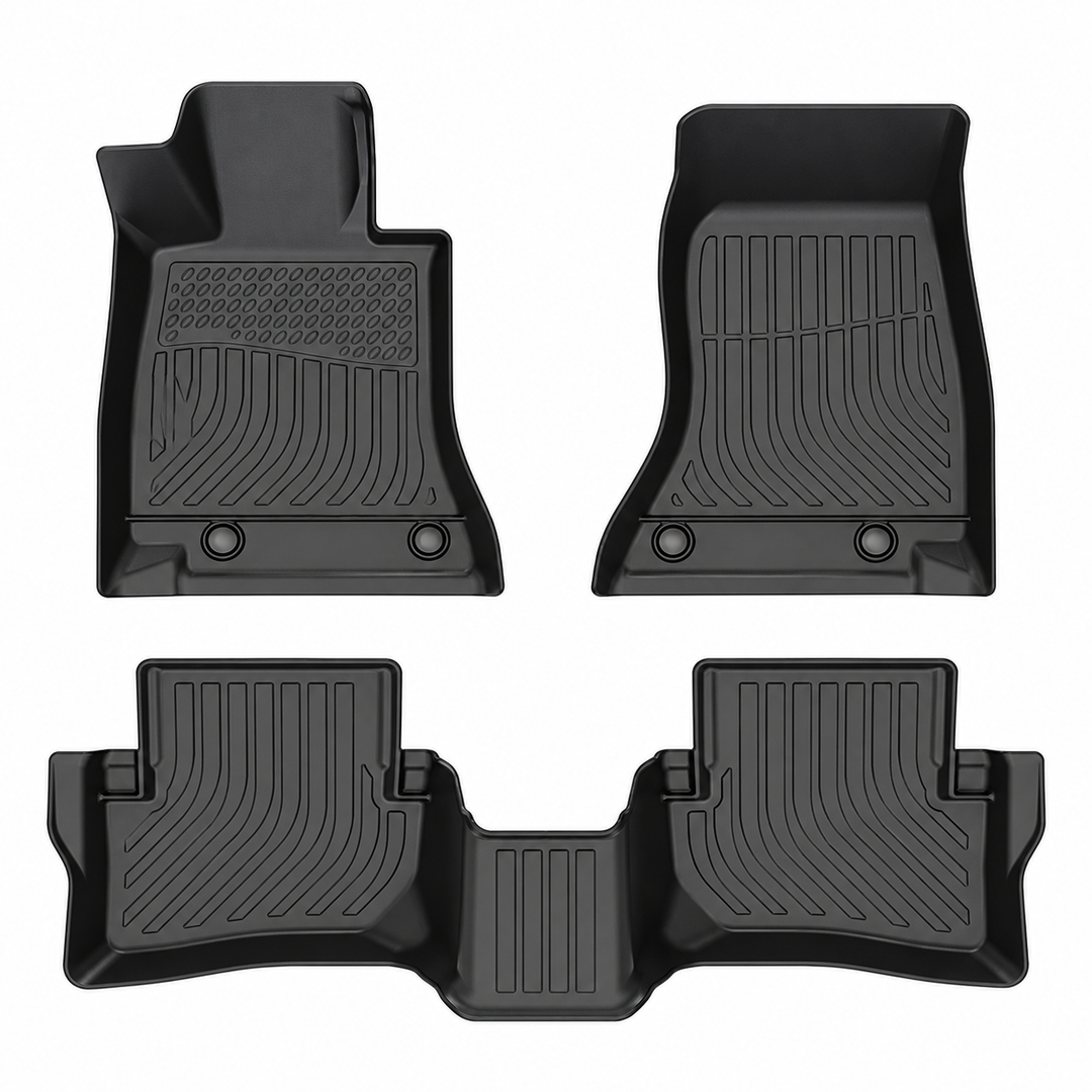 Black TPE Floor Liners for 2022–2026 Mercedes-Benz W206 C-Class — 3 Pieces on white background