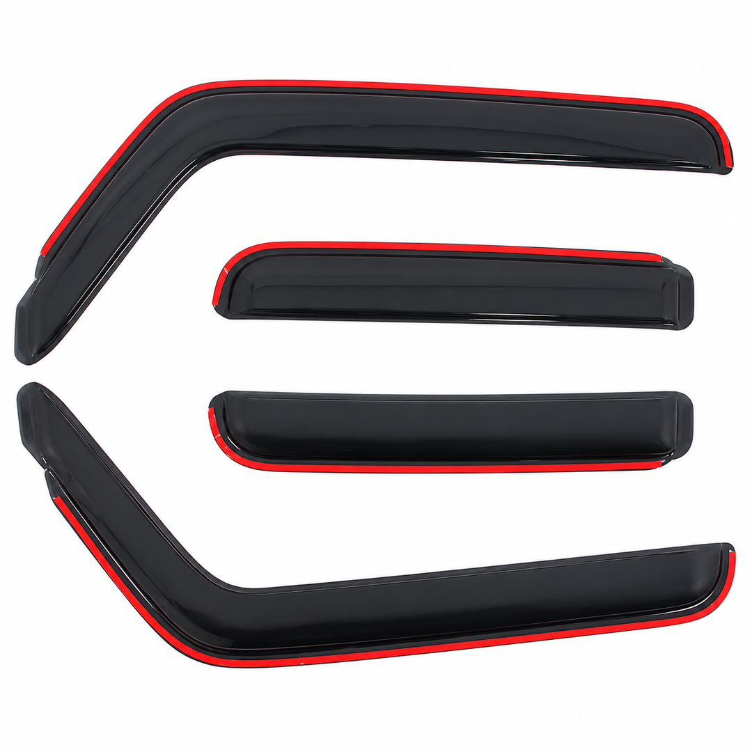 2018–2026 Wrangler JL & 2020–2026 Gladiator Window Visors — 4-Piece Set on white background