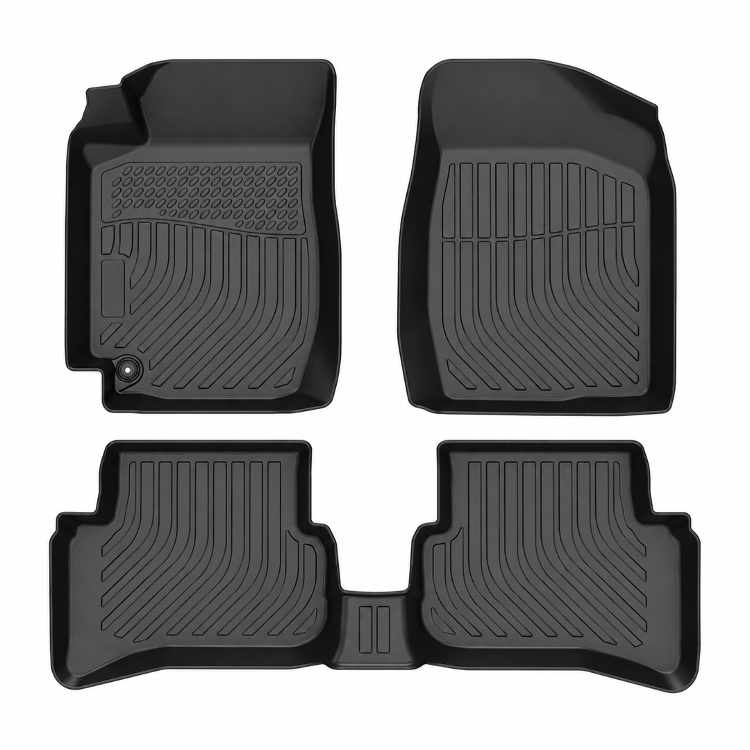 3-Piece TPE Floor Mat Set for 1998–2002 Toyota Corolla Sedan – Black on white background