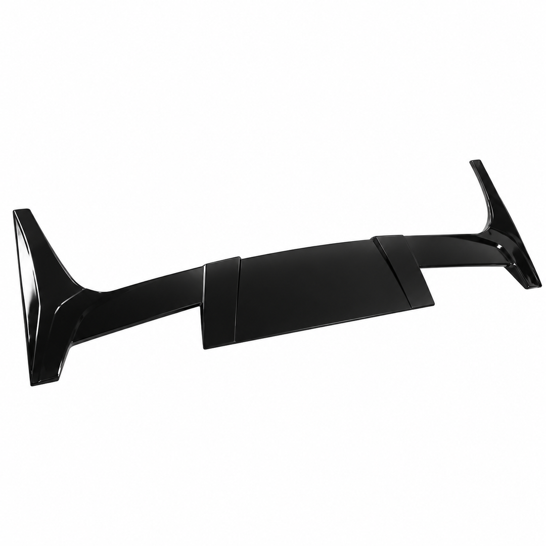 2016–2026 Tesla Model X Roof Spoiler — Gloss Black ABS on white background