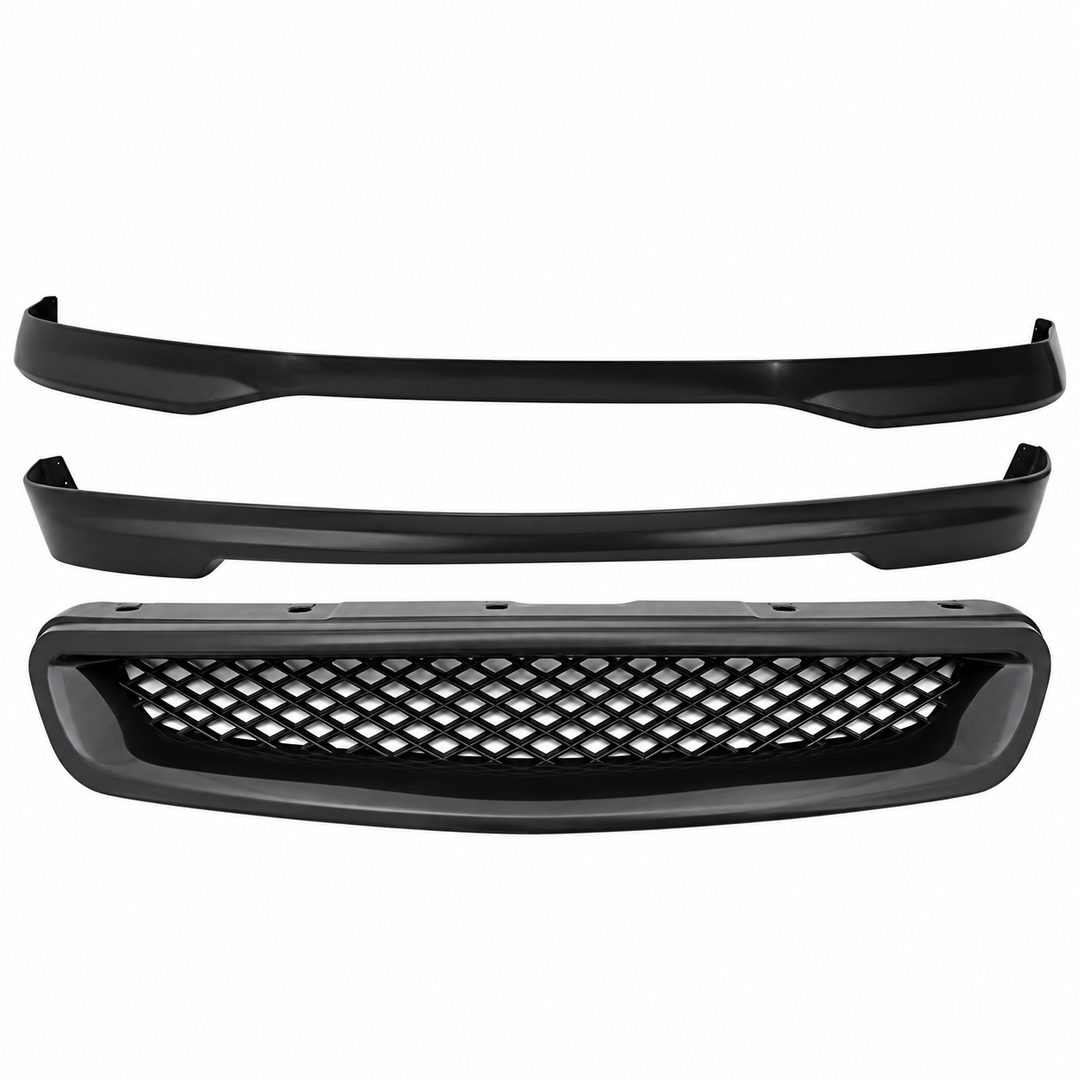 Front & Rear Lip Kit with Hood Grille for 1996–1998 Honda Civic Hatchback on white background