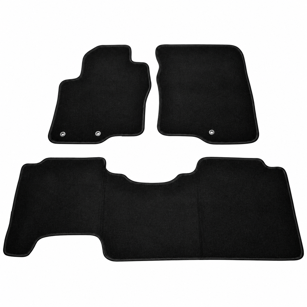 2005–2010 Nissan Frontier Black Nylon Floor Mats — 3 Pieces on white background