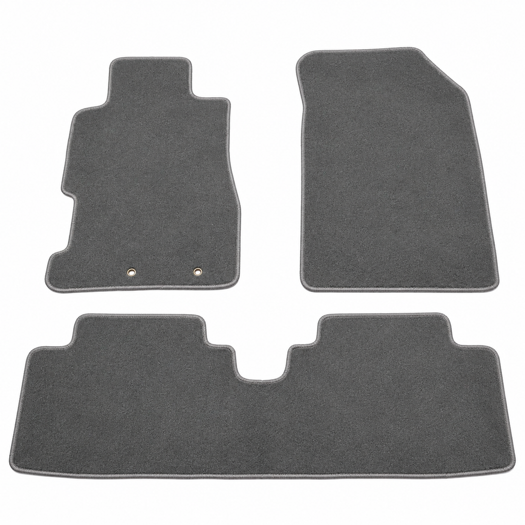 3-Piece Nylon Floor Mat Set for 2001–2005 Honda Civic – Gray on white background