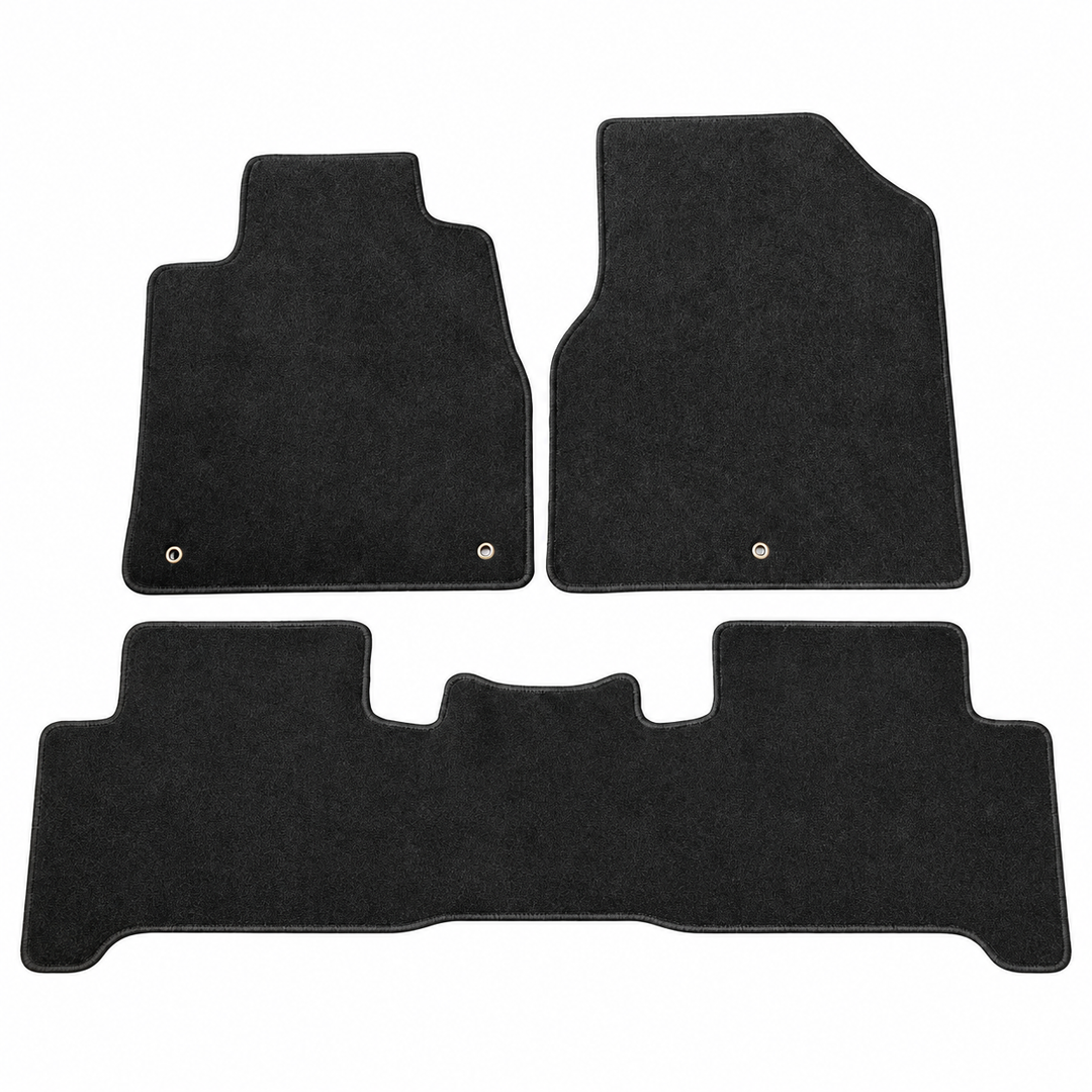Black Nylon Floor Mats for 2007–2013 Acura MDX — 3 Pieces on white background