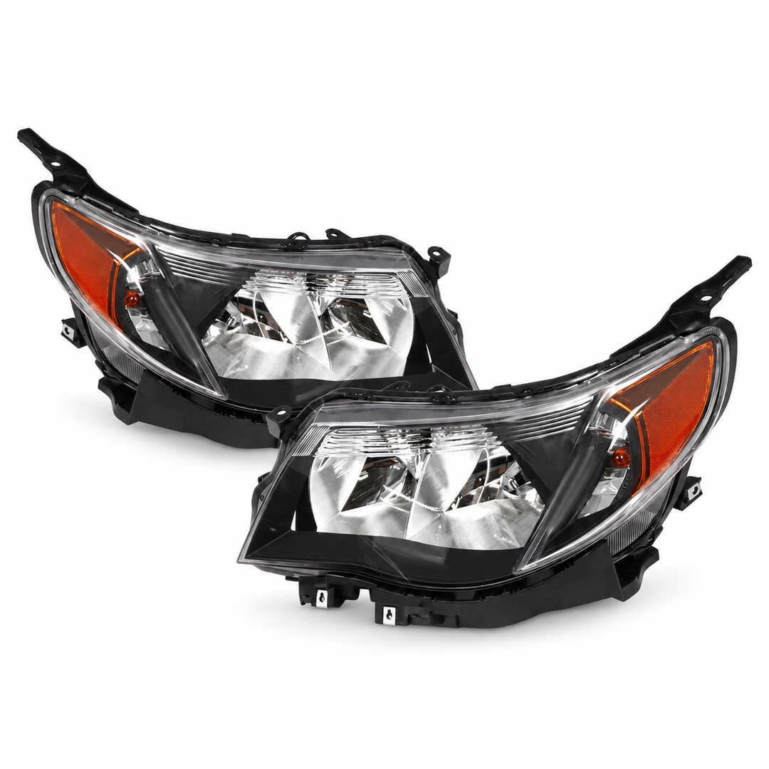 Black Housing Halogen Headlight Pair for 2009–2013 Subaru Forester