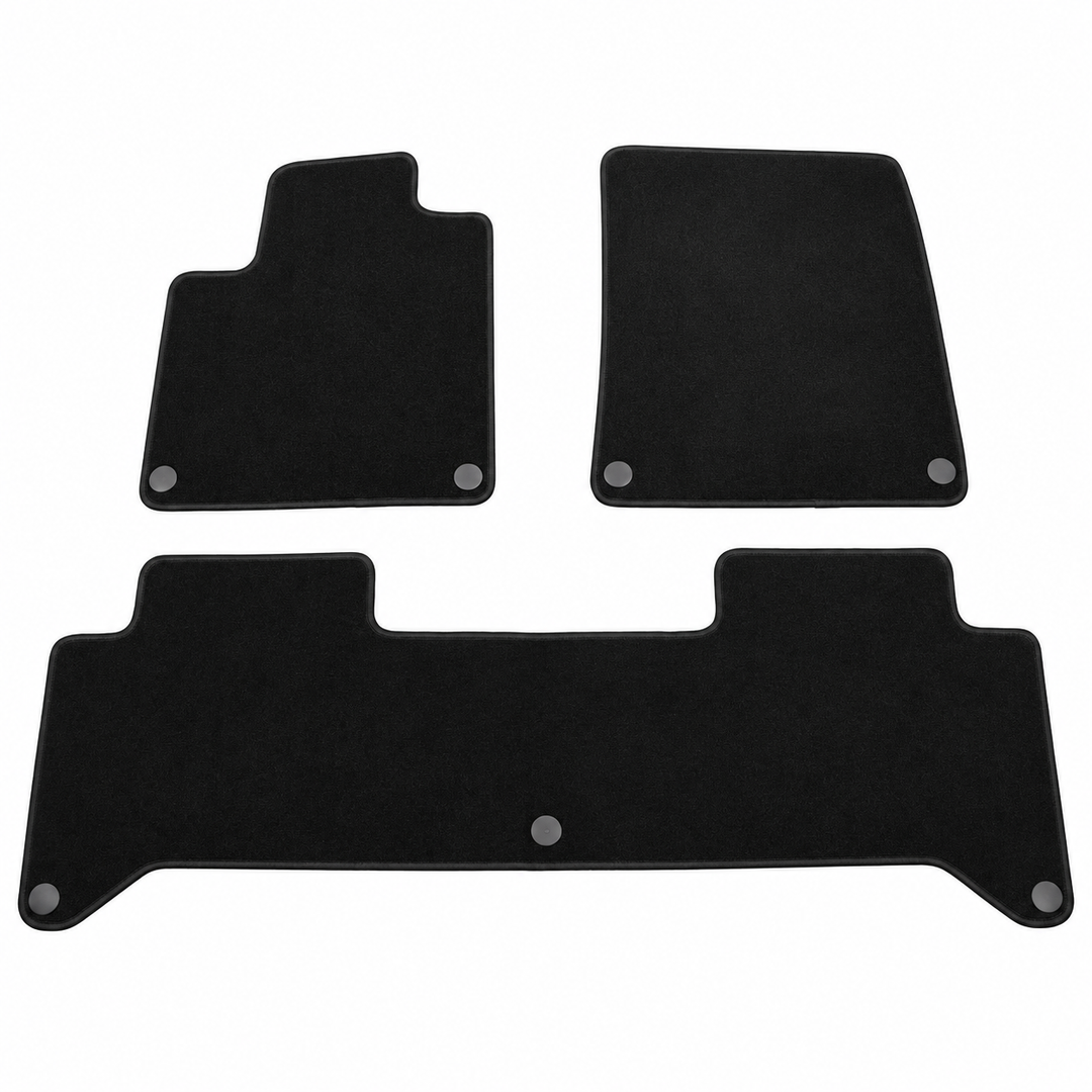 2022–2026 Rivian R1T Black Nylon Floor Mats — 3-Piece Set on white background