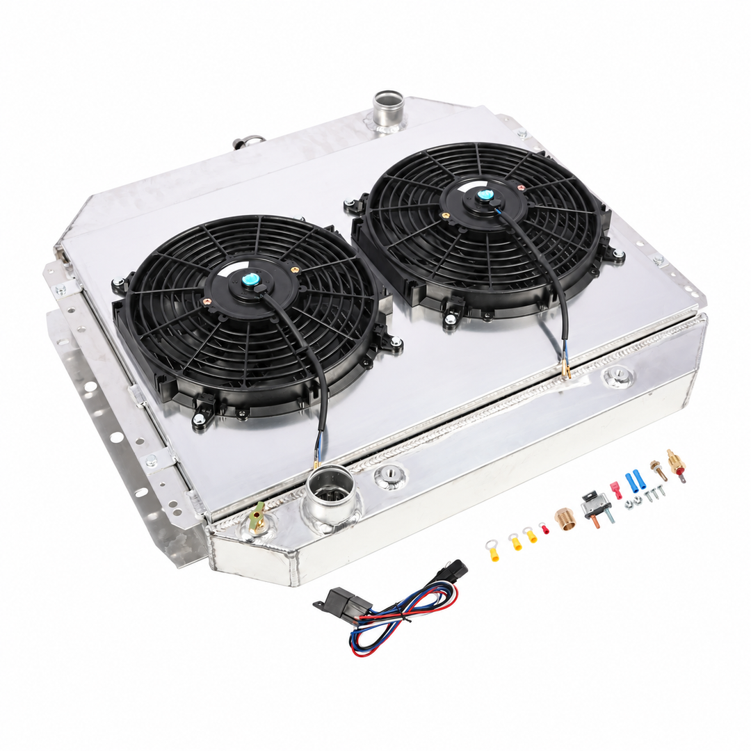 4-Row Aluminum Radiator Fan Shroud and Relay Kit for Ford F-Series 1968-1979 Bronco 1978-1979