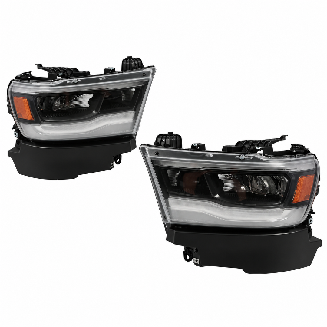 Black Reflector LED Headlight Pair for 2019–2023 Ram 1500 Without Projector Lighting