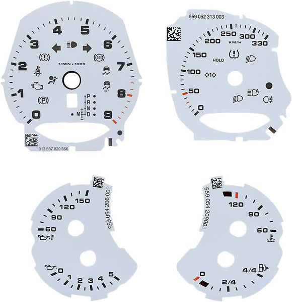 Gauge Face for Porsche 911 Carrera 991/Cayenne 958/Panamera 970 Instrument Cluster 330KM/H (White)