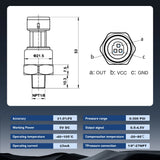 5V 150 PSI Pressure Transducer with Harness for Oil Fuel Gas Air Tank – product image 2