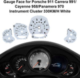 Gauge Face for Porsche 911 Carrera 991/Cayenne 958/Panamera 970 Instrument Cluster 330KM/H (White)