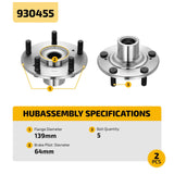 2x Front Left & Right Wheel Hub Bearing Assembly for 2004-2008 Acura TL 3.2L 44600-SDA-A10 - product image 5