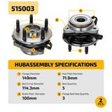 Set Front Wheel Bearings & Hub Assembly for Ford Ranger 00-09 Mazda B4000 4X4 515052 - product image 4
