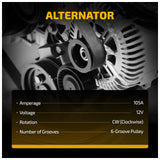 Alternator for Honda Accord 2003 V6 3.0L 105A CW 6-Groove Pulley 12V 8296N - product image 3