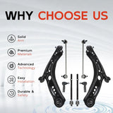 8Pcs Front Lower Control Arms Tie Rods & Links for Volkswagen Jetta 2019-2023 – product image 2